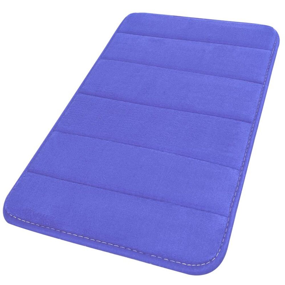 Velvet Memory Foam Bath Mat Soft Absorbent Bath Mat 24" x 16" Blue